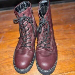 Sincerely Jules burgundy laced, zip up boots